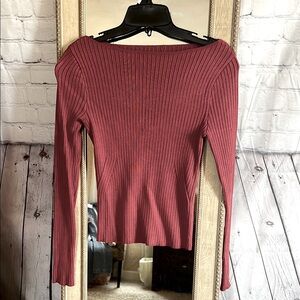 Women's Ribbed Stretch Fitted top - Deep Rose